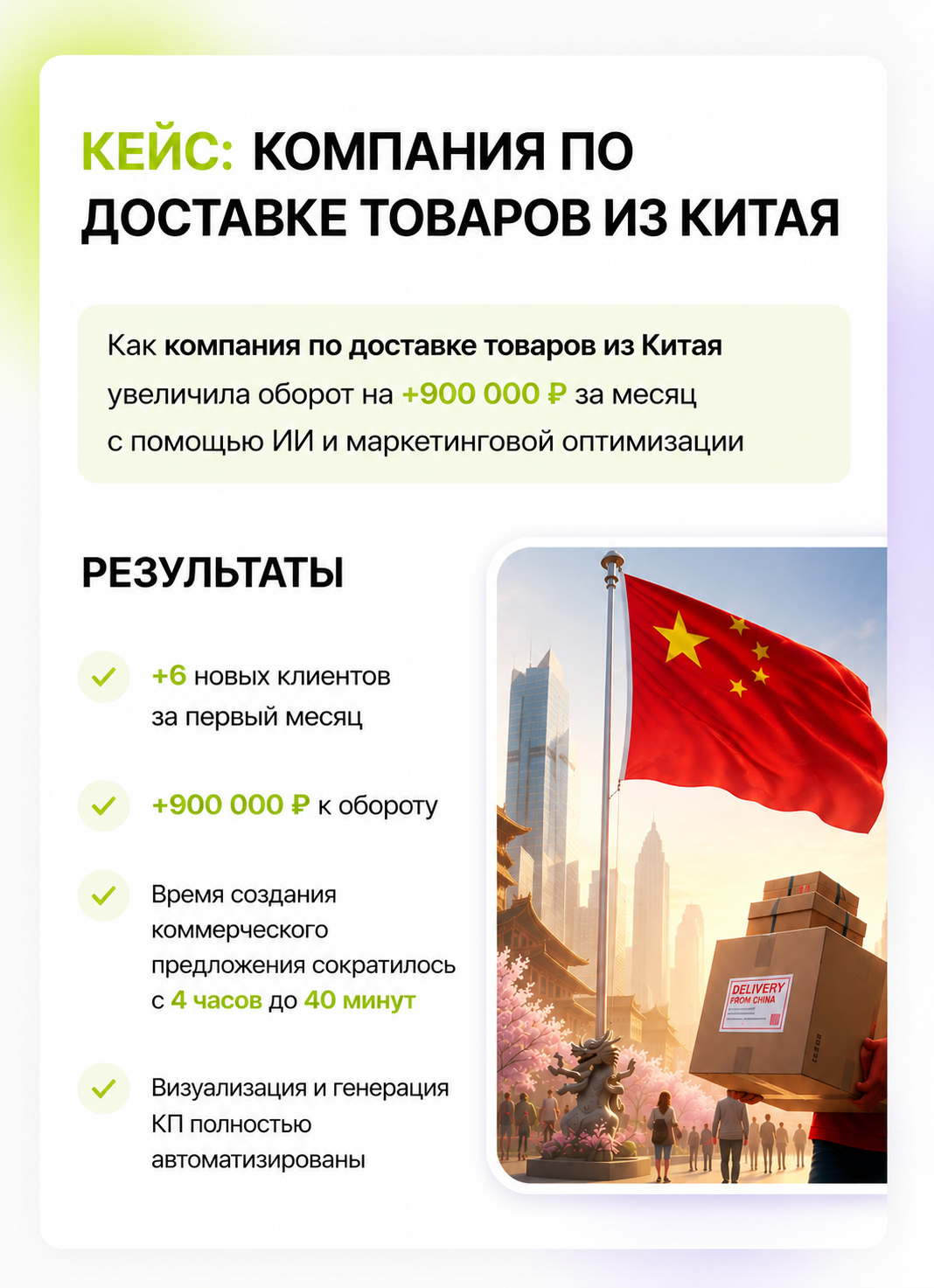Кейс: Компания по доставке товаров из Китая